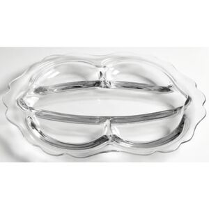 Cambridge Clear  Elegant Glass Silver Trim 5-Part Divide Celery Relish Tray 12"